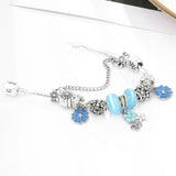 European Style Silver Crystal Flower Charm Bracelets Snake Chain DIY Bracelet