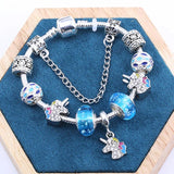 Crystal Unicorn Charm Bracelet Silver Luminous Beads Bracelet Gift