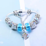 Crystal Unicorn Charm Bracelet Silver Luminous Beads Bracelet Gift