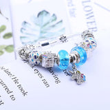 Crystal Unicorn Charm Bracelet Silver Luminous Beads Bracelet Gift