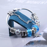 Crystal Unicorn Charm Bracelet Silver Luminous Beads Bracelet Gift