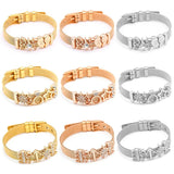Crystal Crown & Star & Love Beads Charm Stainless Steel Mesh Bracelet