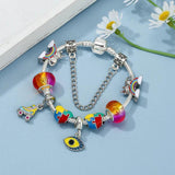 Colorful Puzzle Heart-shaped DIY Pendant Rainbow Beads Charm Bracelet