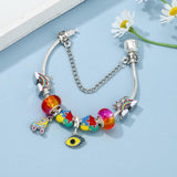 Colorful Puzzle Heart-shaped DIY Pendant Rainbow Beads Charm Bracelet