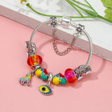 Colorful Puzzle Heart-shaped DIY Pendant Rainbow Beads Charm Bracelet