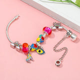 Colorful Puzzle Heart-shaped DIY Pendant Rainbow Beads Charm Bracelet