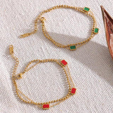 Green Red Acrylic Steel Bracelet Bangle Charm Jewelry