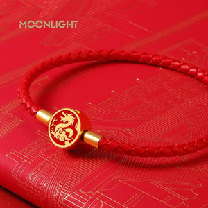 Lucky Dragon Shape Charm Bracelet High Braided Leather Couple Year