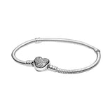 Silver Snake Chain Bangle Bracelet With Pendant Beads Charm