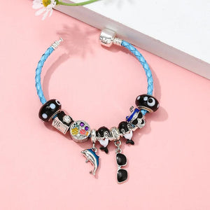 Leather Chain Charm Bracelets With Summer Style Dolphin Beads Bracelet
