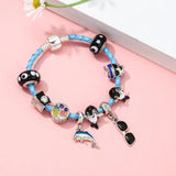 Leather Chain Charm Bracelets With Summer Style Dolphin Beads Bracelet