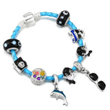 Leather Chain Charm Bracelets With Summer Style Dolphin Beads Bracelet