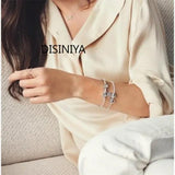 Silver Plated Charm Bracelet Women's Crystal Beads Panda Love Animal Jewelry