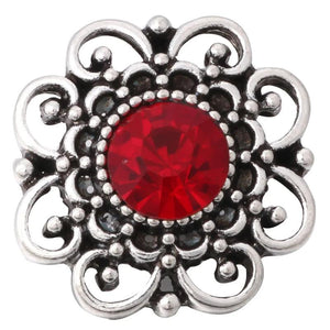 6pcs/lot Snap Button Bracelets Charm Red Rhinestone 18mm Snap Buttons
