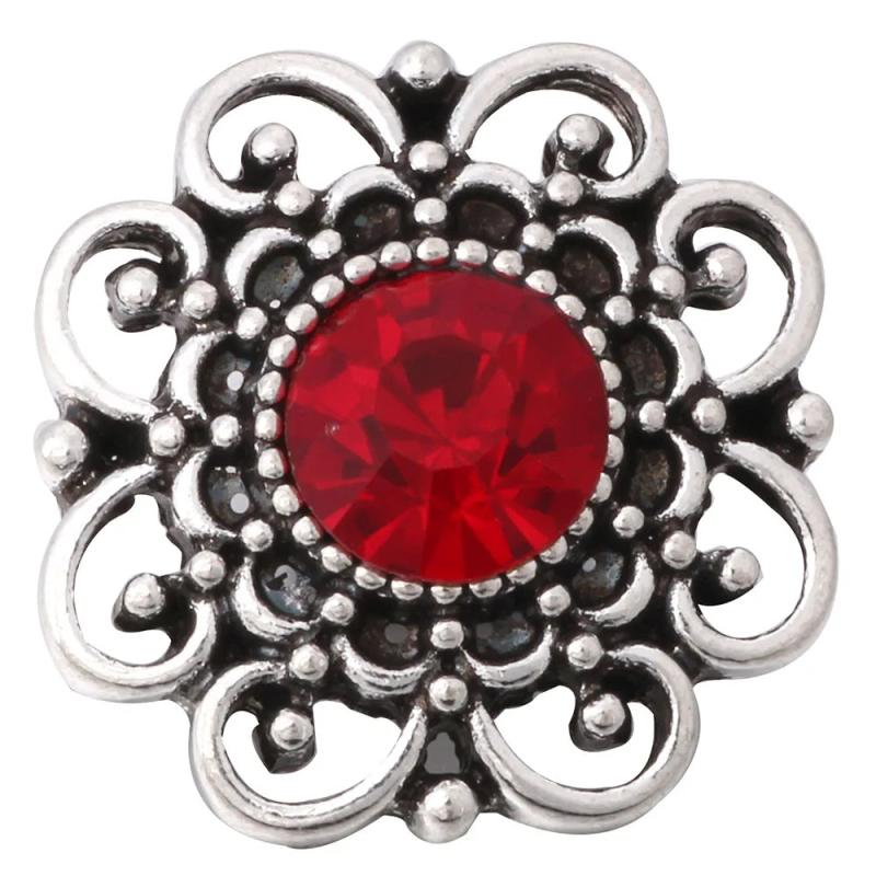 6pcs/lot Snap Button Bracelets Charm Red Rhinestone 18mm Snap Buttons