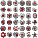 6pcs/lot Snap Button Bracelets Charm Red Rhinestone 18mm Snap Buttons