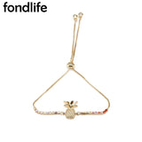 Multicolor CZ Pineapple Charm Bracelet Micro Paved Jewelry