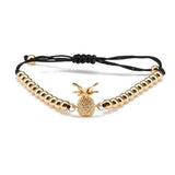Multicolor CZ Pineapple Charm Bracelet Micro Paved Jewelry