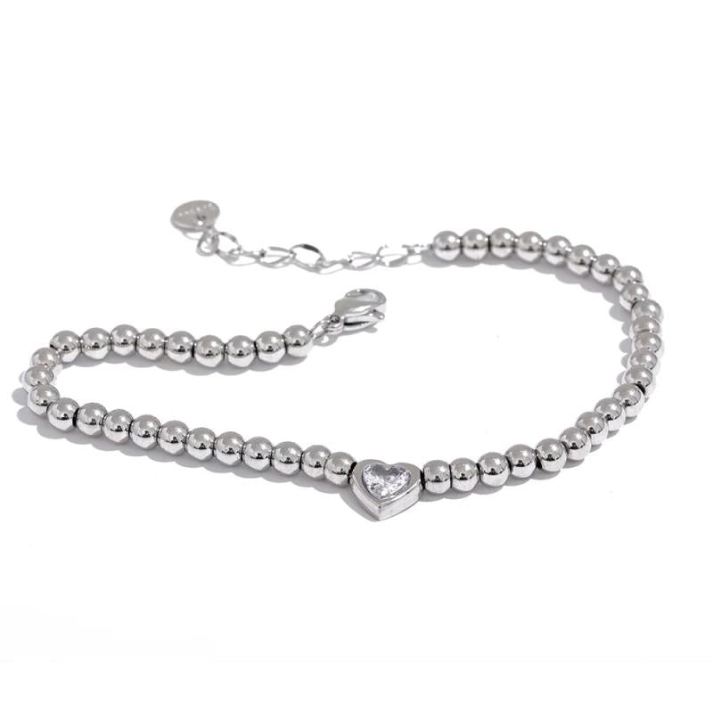 Stainless Steel Heart Charm Bracelet Bangle for Women