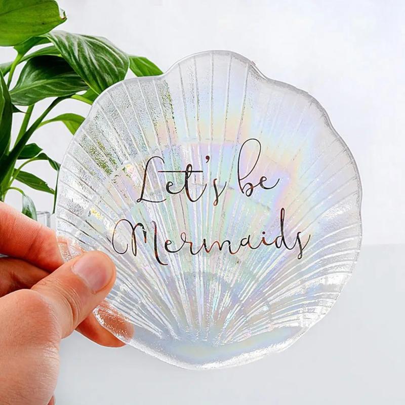 Shell Shape Glass Jewelry Display Plate Organizer