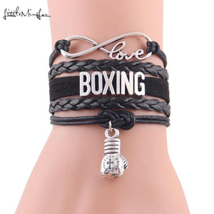 Minglou Boxing Bracelet Infinity Love Leather Wrap Men Women