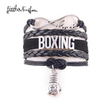 Minglou Boxing Bracelet Infinity Love Leather Wrap Men Women