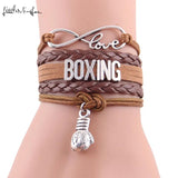 Minglou Boxing Bracelet Infinity Love Leather Wrap Men Women