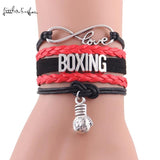 Minglou Boxing Bracelet Infinity Love Leather Wrap Men Women