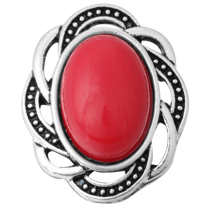 6pcs Red Crystal Flower Snap Buttons for Bracelet
