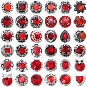 6pcs Red Crystal Flower Snap Buttons for Bracelet