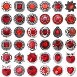 6pcs Red Crystal Flower Snap Buttons for Bracelet