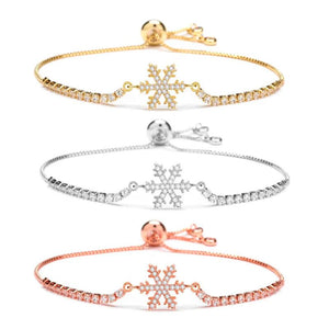 Snowflake Charm Bracelet Women CZ Zircon Stones Adjustable Jewelry