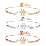 Snowflake Charm Bracelet Women CZ Zircon Stones Adjustable Jewelry
