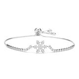 Snowflake Charm Bracelet Women CZ Zircon Stones Adjustable Jewelry