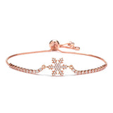 Snowflake Charm Bracelet Women CZ Zircon Stones Adjustable Jewelry