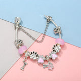 Pink Snake Chain Bracelet with Dog Paw Charms