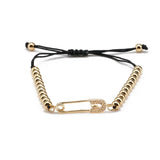 CZ Crystal Safety Pin Bracelet Red Cord Adjustable Women Jewelry Gift