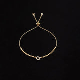 Pave Zirconia Letter Charm Women Bracelet A-Z Initials Adjustable Chain