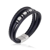 Stainless Steel Leather Rope Bracelet Multilayer Charm Bracelet