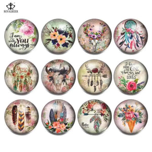 12pcs Music Note Glass Charms Snap Button DIY Bracelet