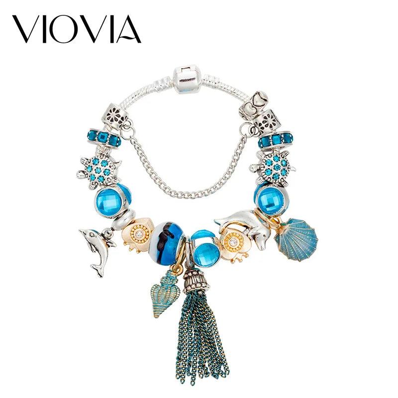 Tassel Charm Bracelets Tortoise Dolphin Shell Beads Pulseras B17078