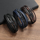 Vintage Men's Music Symbol Leather Layer Bracelet