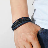 Vintage Men's Music Symbol Leather Layer Bracelet