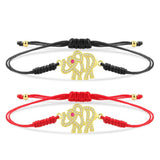 Elephant Charm Bracelet Good Luck Animal Red Cord Macrame Jewelry