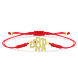 Elephant Charm Bracelet Good Luck Animal Red Cord Macrame Jewelry