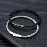 Men's Steel Wire Rope Cuff Bracelet Punk Style Charm