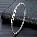 Men's Steel Wire Rope Cuff Bracelet Punk Style Charm