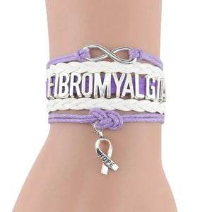 Infinity Hope Charms FIBROMYALGIA Bracelet Stacks Leather Wrap Bracelets