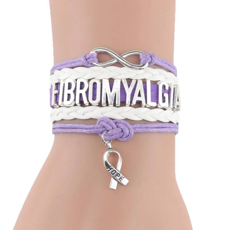 Infinity Hope Charms FIBROMYALGIA Bracelet Stacks Leather Wrap Bracelets