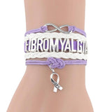 Infinity Hope Charms FIBROMYALGIA Bracelet Stacks Leather Wrap Bracelets